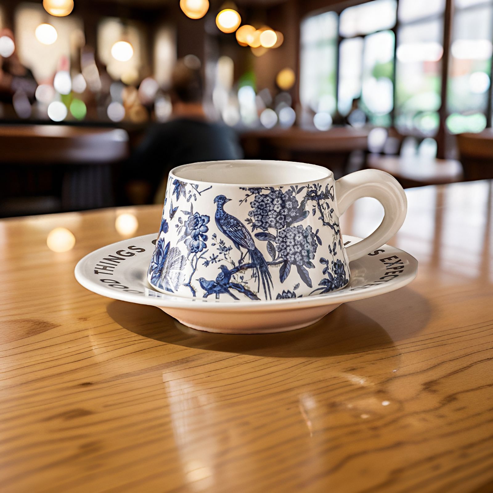 Diseñador original de alta gama retro de flores y pájaros, Qingluan, flores, tazas y platos, tazas de café, platos, tazas de desayuno, cerámica