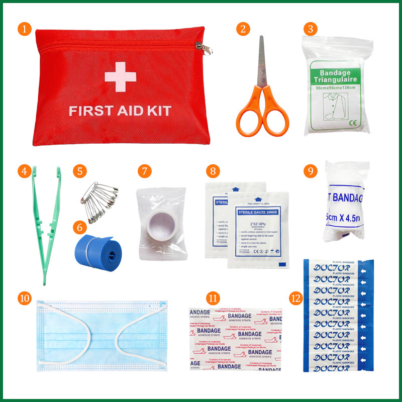 Waterproof First Aid Kit 12-Piece Set Cross-Border Export Temu Convenient Emergency Medical Kit Outdoor Travel First Aid Equipment