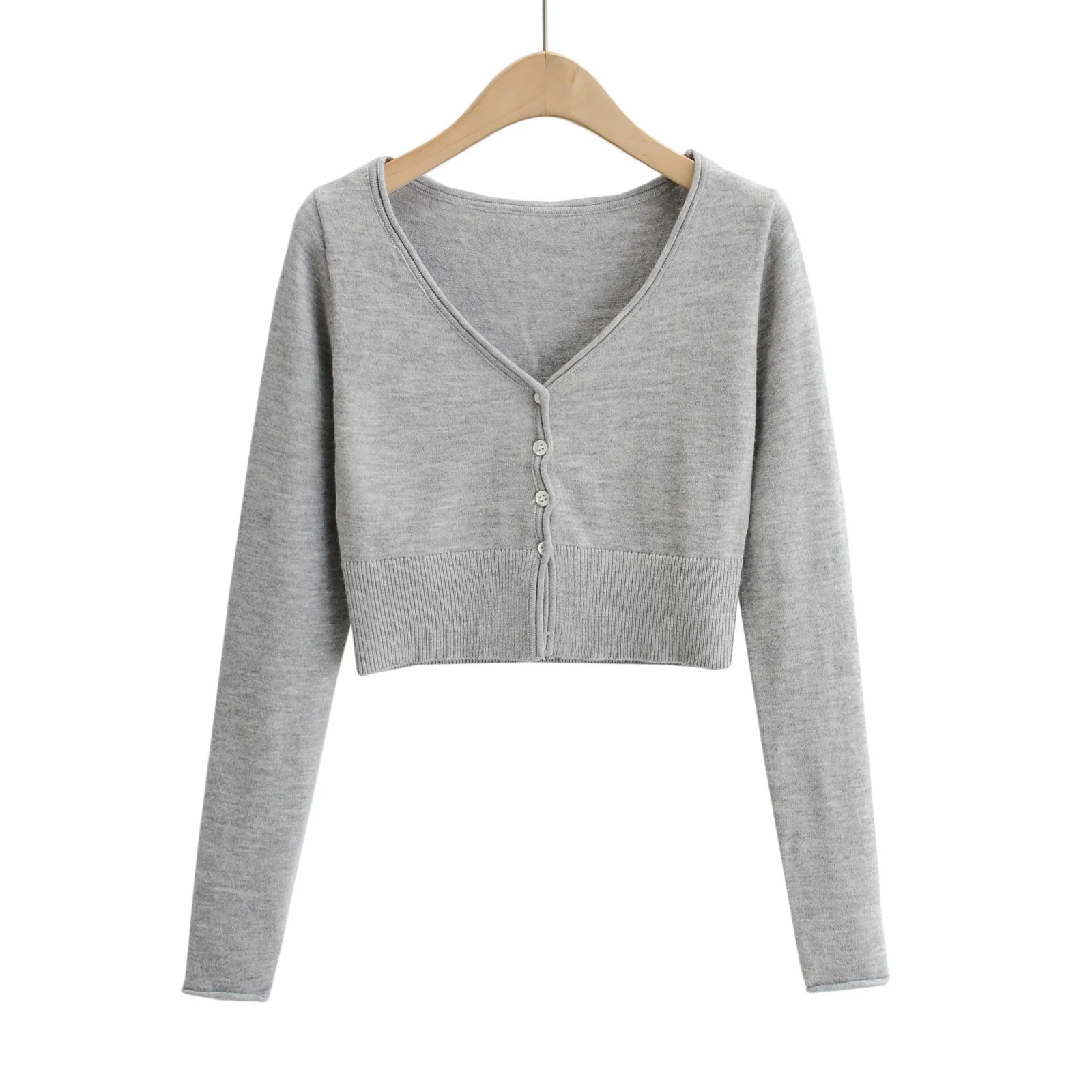 Solid color knitted cardigan NSAC24906