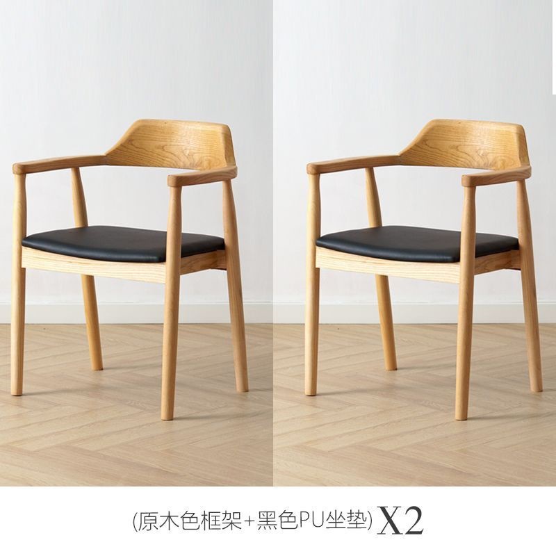 우드 컬러 히로시마 의자 2*+ 블랙 PU 쿠션