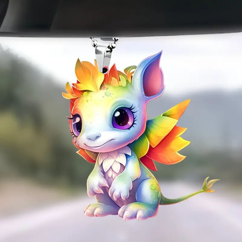 Adorable dragón de color acrílico 2D colgante plano transfronterizo automóvil espejo interior decoración colgante para el hogar colgante