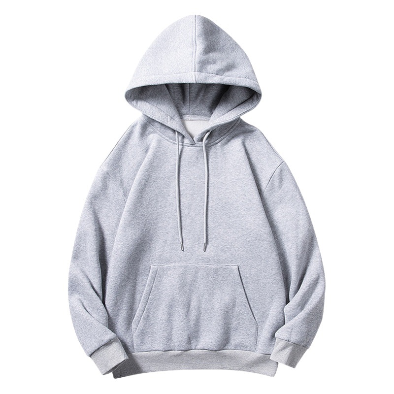 Suéter con capucha para hombre estilo hong kong otoño e invierno suéter con capucha forrado de lana gris para hombre todo fósforo básico abrigo con capucha sudadera con capucha moda