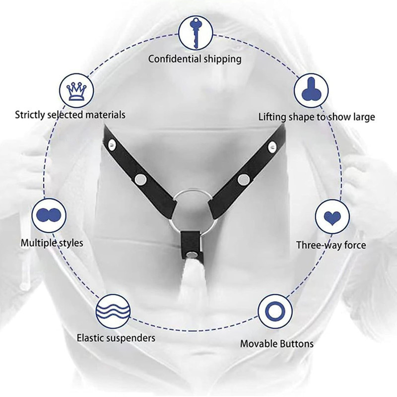 Chastity Lock Auxiliary Strap, Nylon Fixing Belt with Lifting Strap, White — detail image 3