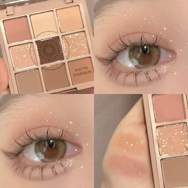 TINGPHE new light makeup nine-color eye shadow plate full dumb pearlescent oat milk tea purple earth color niche brand