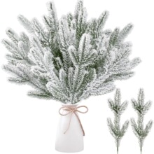 跨境爆款圣诞仿真植绒5叉松树枝假植物装饰人造雪松针配件