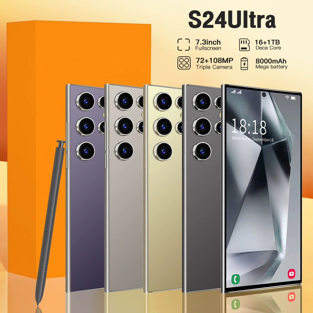 Смартфон S24 Ultra, 7.3" дисплей, аккумулятор 8000 мАч, камера 72+108 МП