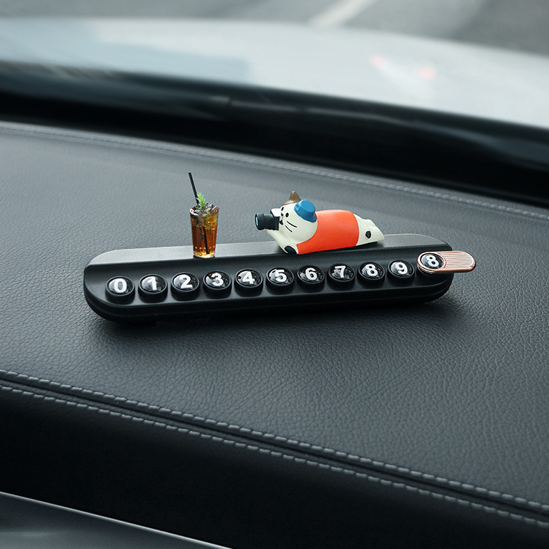 Tarjeta de estacionamiento temporal del automóvil, placa de matrícula, automóvil, teléfono móvil, niña creativa del automóvil, decoración del automóvil
