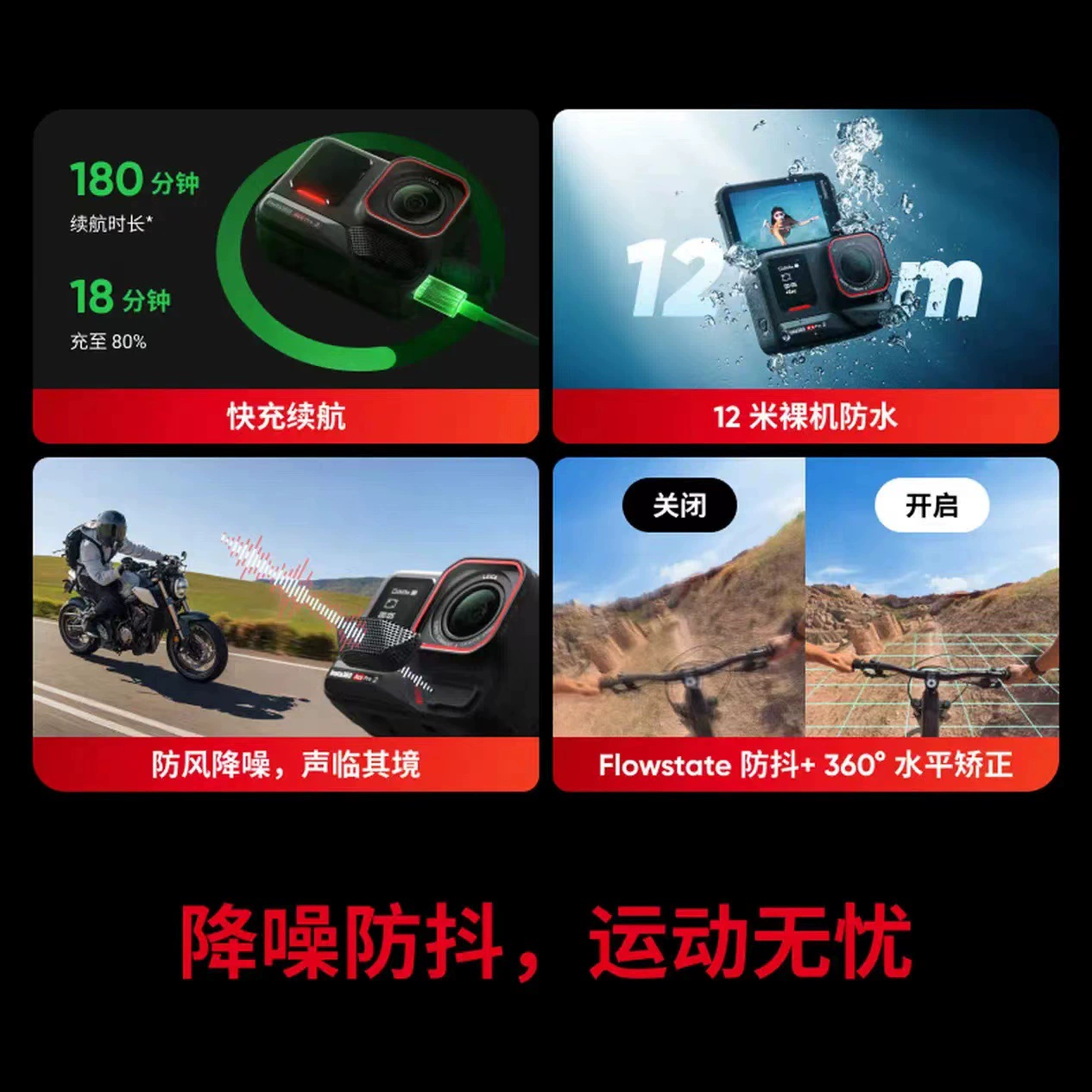 Камера спортивная Insta360 Shadow Stone Ace Pro 2 Image Sports Camera для мотоциклизма AI умная стабилизация видеозаписи