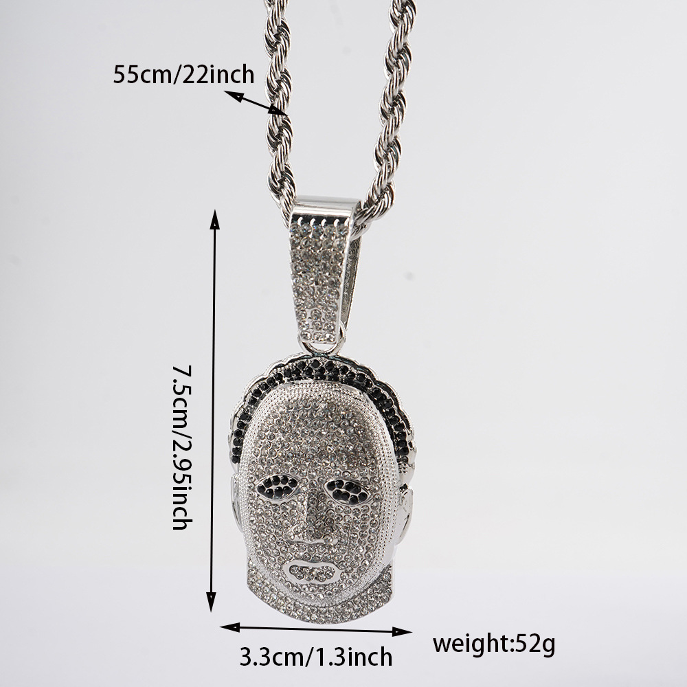 Hip hop rapero europeo y americano avatar de dibujos animados hip exagerado joyería de diamantes máscara colgante collar cadena cubana