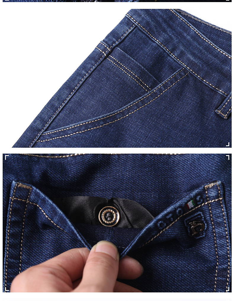 Autumn New Jeans Men's High Waist Elastic Loose Straight Casual Pants Anti Theft Buckle Back Bag_voghion.com