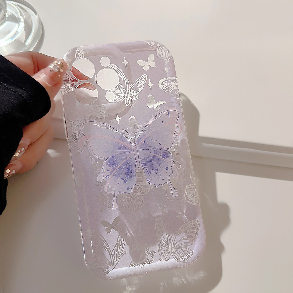 Acuarela mariposa 15 para iphone13 funda para teléfono móvil de Apple 16 transparente 11 soporte de airbag 14promax suave