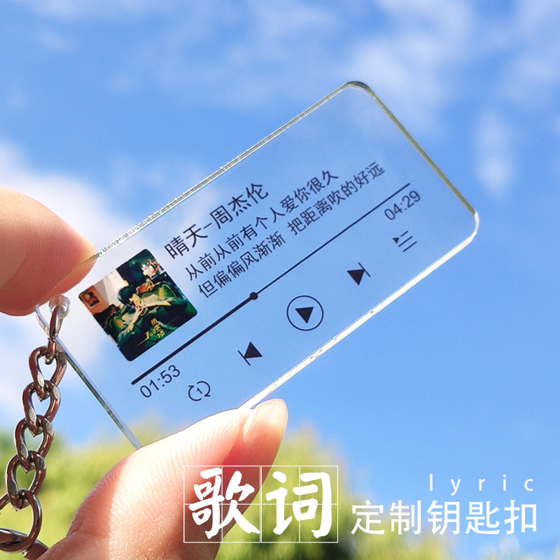 Jay Jay Chou Acrylic Lyrics Keychain Pendant Accessories to Support Fans Peripheral Gifts