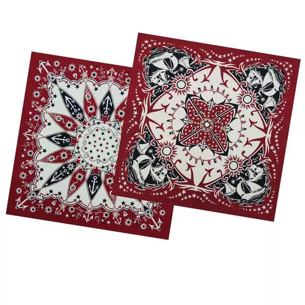 New red sailing anchor printed square scarf hip hop street dance outdoor sports navigation multifunctional face scarf scarf