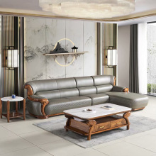 乌金木真皮沙发客厅大小户型别墅组合头层牛皮新中式实木转角家具