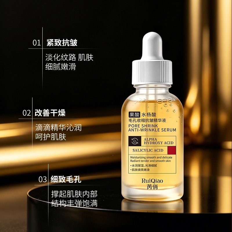 Sérum Facial de Ácido de Frutas Antiarrugas Reafirmante Minimizador de Poros