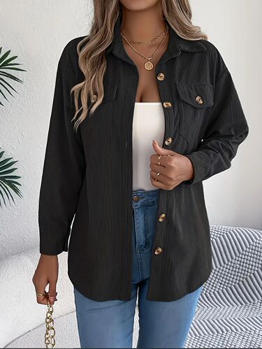 Linen-blend button-up shirt long sleeve women's high quality autumn new simple commuting casual outerwear