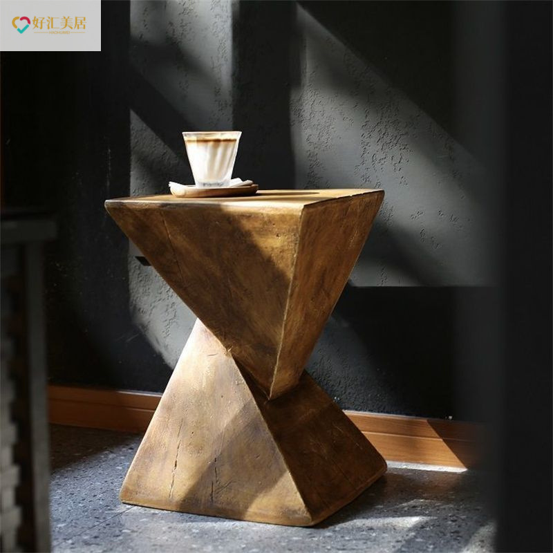 Nordic Entry Luxury Magnesium Oxide Coffee Table Art Homestay Living Room Sofa Imitation Wood Grain Side Table Creative Bedroom Bedside Table
