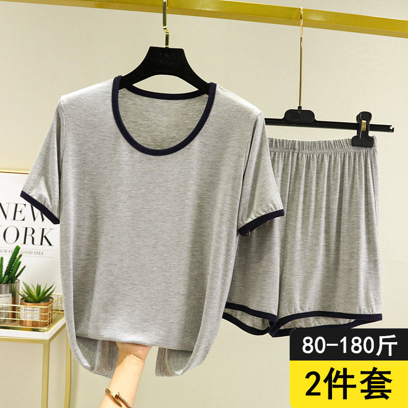 Modal Women's Summer New Suit Loose Large Size Home Pajamas Pajamas All-match Thin Sports Casual Two-piece Set