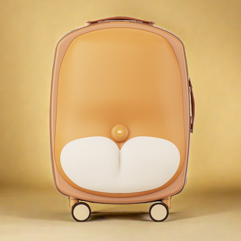 Vali kéo nhựa cứng 18 inch họa tiết Corgi dễ thương bánh xe im lặng đa hướng — Vali 18 inch dễ thương Corgi chi tiết 15