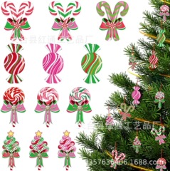 新しい国境を越えたクリスマスキャンディー装飾クリスマスツリーキャンディー木製装飾パーティー装飾