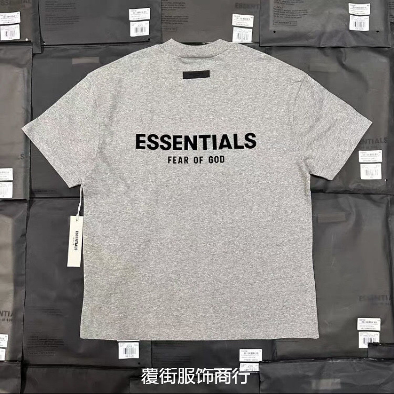 寧波オリジナルファーストハンドFOG複線ESSレターフロックプリント男女カップルルーズTシャツハイストリートOS半袖|undefined