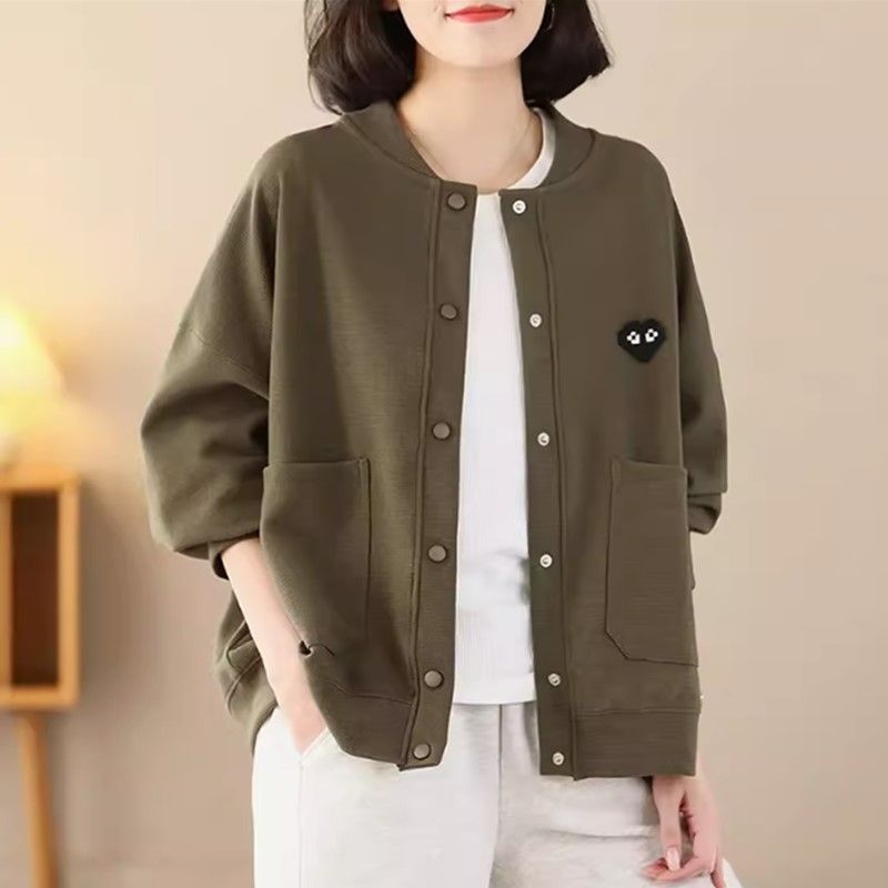 Fashionable Casual Cardigan Sweatshirt for Women, Thin Style, 2026 Spring and Autumn New Model, Plus Size Autumn Wear, Suitable for Petite Middle-Aged Moms