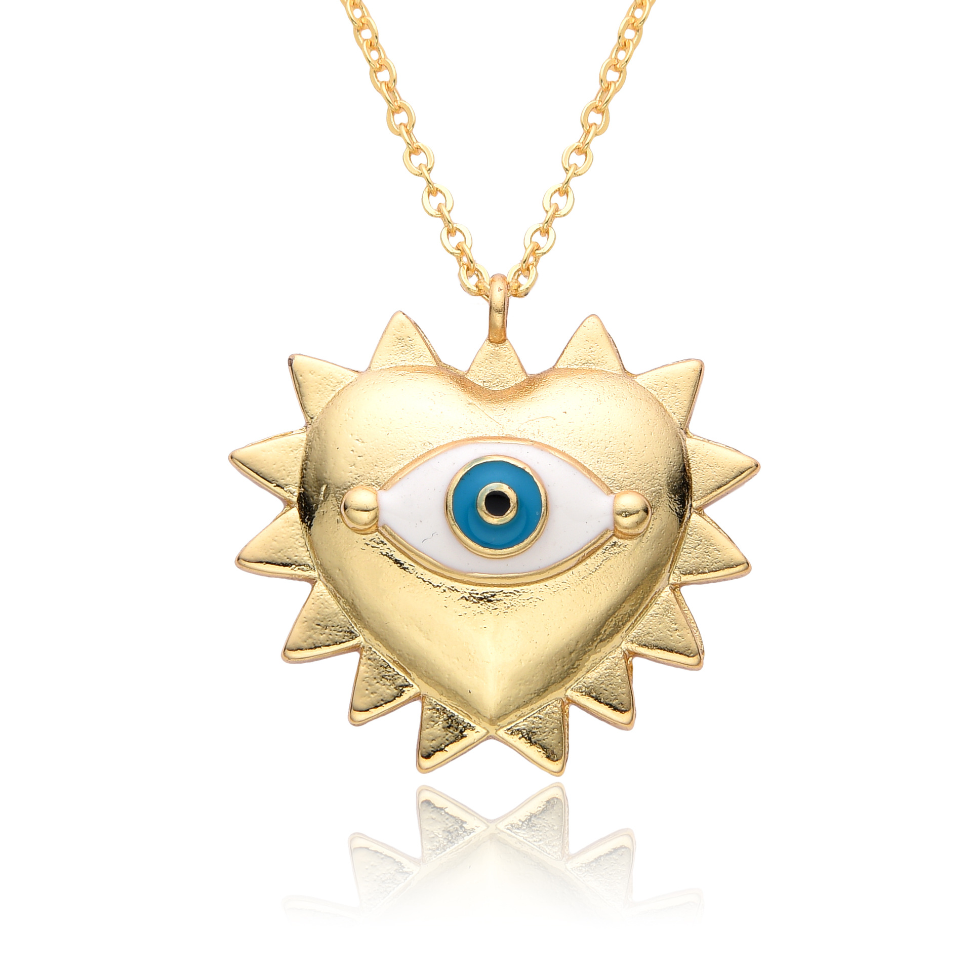 25g Weight Pendant Necklace Classification 1 Piece Quantity Vintage Style Devil's Eye Heart Shape Copper Plating Pendant Necklace