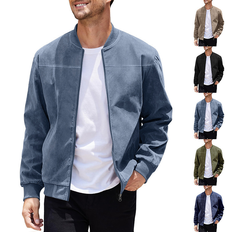 European and American New Autumn Pilot Jacket Cross-Border Men's Casual Large Size Suede Zipper Stand Collar Top European and American New Autumn Pilot Jacket Cross-Border Men's Casual Large Size Suede Zipper Stand Collar Top