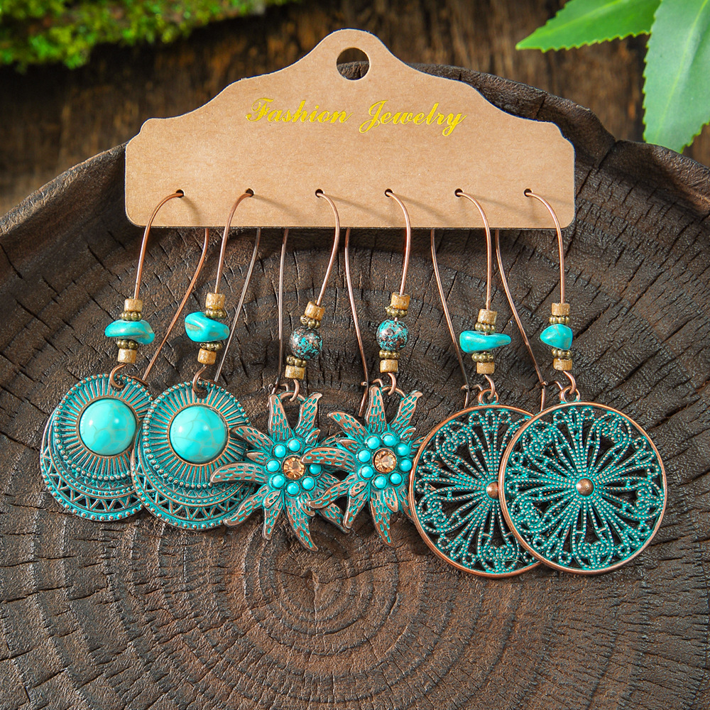 Factory direct earrings 3-piece cross-border European and American fashion jewelry combination set irregular earrings tassel earrings