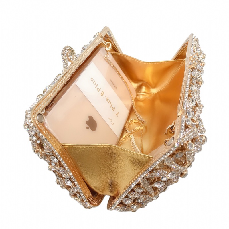 Transfronterizo nuevo paquete de cena de diamante de estrella de mar caja dura de metal vacío bolsa de cristal vestido de banquete bolsa de mano