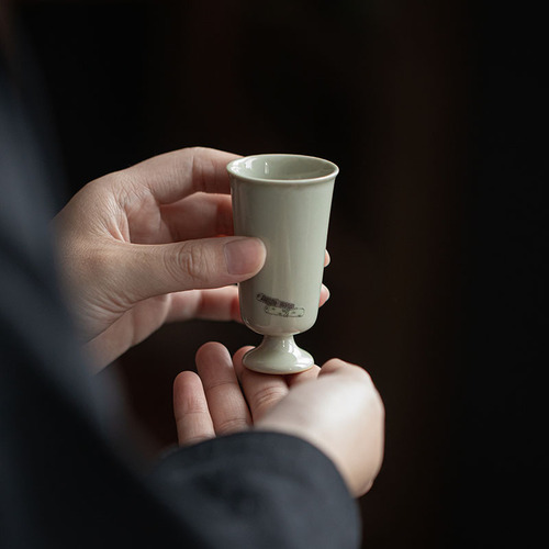 Moji Miqing antique high-leg tea cup Kung Fu tea set imitation Song Dynasty ceramic tea cup Literati tea cup