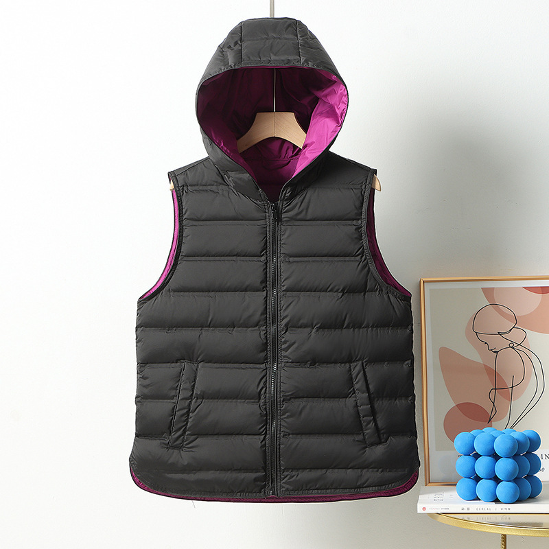 Seamless Laminated 2025 Autumn and Winter Lightweight down Vest Women's Short Lightweight Waistcoat Hooded Warm Thin Vest