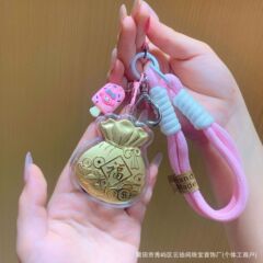 钥匙扣财源滚滚送朋友生日礼物金箔挂件福工艺品聚宝盆招财