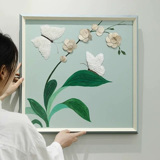 现代极简贝壳装饰画客厅走廊玄关创意艺术挂画卧室背景墙蝴蝶璧画