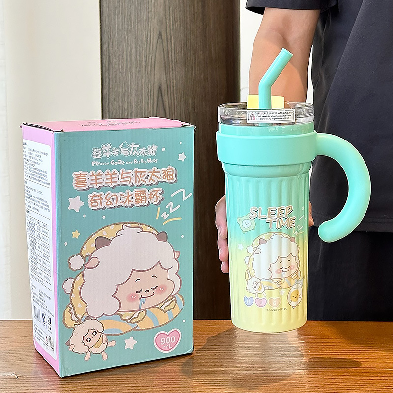 Hiccup de paja de oveja, taza de agua, regalo de cumpleaños de alta capacidad de acero inoxidable, taza de hielo nuevo