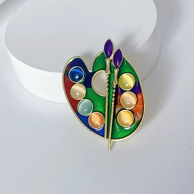 Enamel Colorful Painting Plate Brooch, Classy Niche Classy Corsage Accessories Pin, Waist-Cinching Classy Retro Wholesale for Women (Yaxa sancaqları) - x0493-color-painting-plate