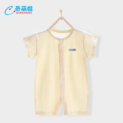 Newborn baby jumpsuit summer thin baby short-sleeved casual solid color clothes infant pajamas air-conditioned clothes