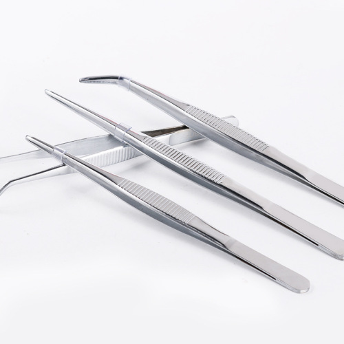 Wholesale stainless steel tweezers, round head extended toothed tweezers, fish tank aquatic plant dressing tool clip, elbow tweezers