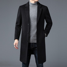 冬装青中年男士羊绒双面呢大衣长款西装领时尚保暖羊毛大衣外套
