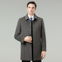 正品羊毛大衣中长款男装夹克外套冬商务休闲鸭绒内胆翻领茄克上衣