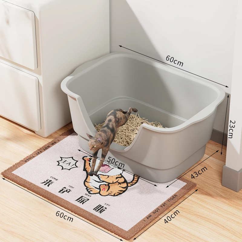 새롭게 업그레이드된 초대형 그레이 60CM + 고양이 모래 매트 [무료 고양이 모래 국자]