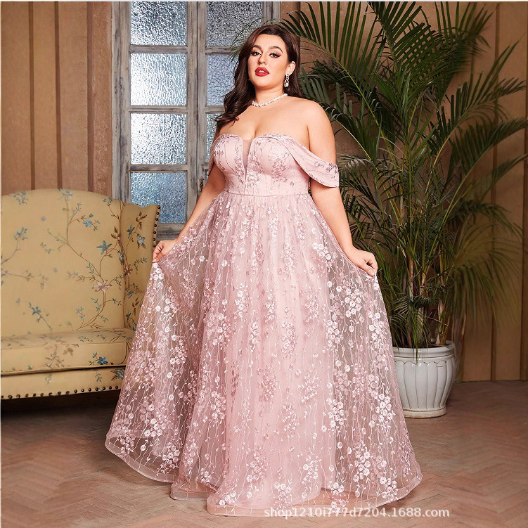 Foreign Trade Cross-Border 2026 New Style French Pink Evening Dress Women's New Chiffon V Neck Formal Annual Party Evening Dress
