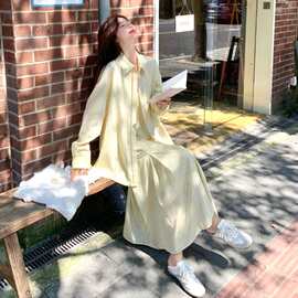套装两件套春秋装2025年减龄百搭舒适条纹衬衫吊带连衣裙套装潮流