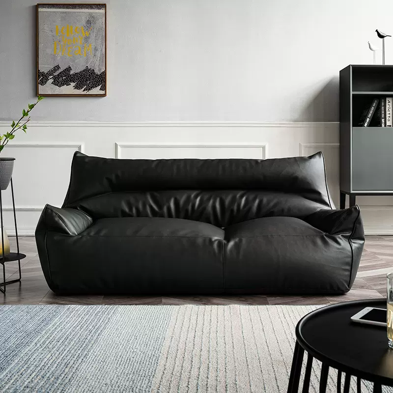 懒人沙发豆袋榻榻米客厅卧室双人服装店皮质黑色小户型公寓沙发