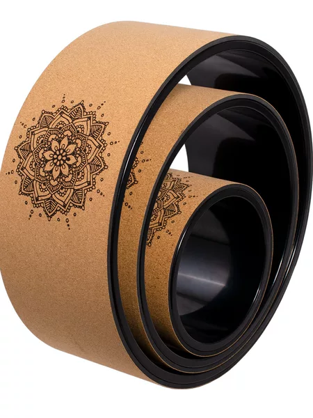 Cork Yoga Wheel, Back Stretching Wheel, Three-Piece Set, Pilates Ring, Massage Wheel, Leg Beautifying Backbend Stretching Ring, Back Stretching Tool