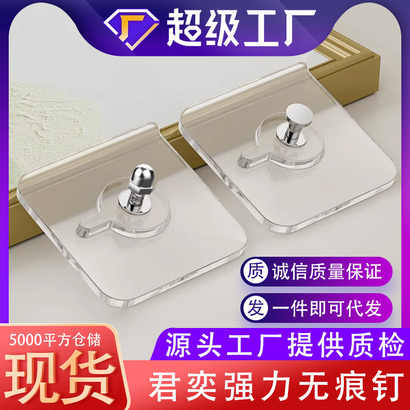 Traceless Nail Painting Tray Hook Wholesale Plastic Invisible Punch-Free Self-Adhesive Wedding Photo Hanging Picture Frame Screw Sticker Nail-Free