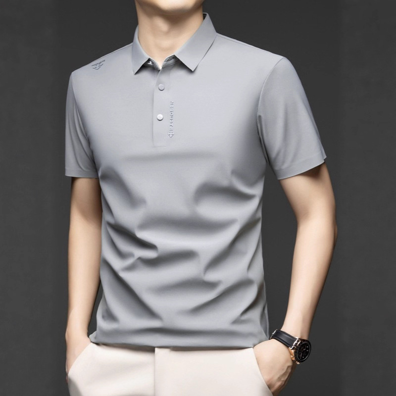 2025 New Short-Sleeved T-Shirt Middle-Aged Men's Lapel Half-Sleeved Polo Shirt Summer Loose Casual T-Shirt Top