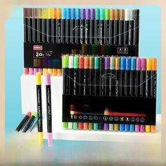 跨境丙烯馬克筆塗鴉批發兒童水彩筆套裝畫軟頭雙頭文具用品
