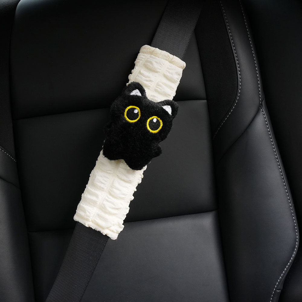 New Black Cat Toy Car Safety Shoulder Pad Plush Cute Cat Girl Shoulder Pad Couple Gift Ins