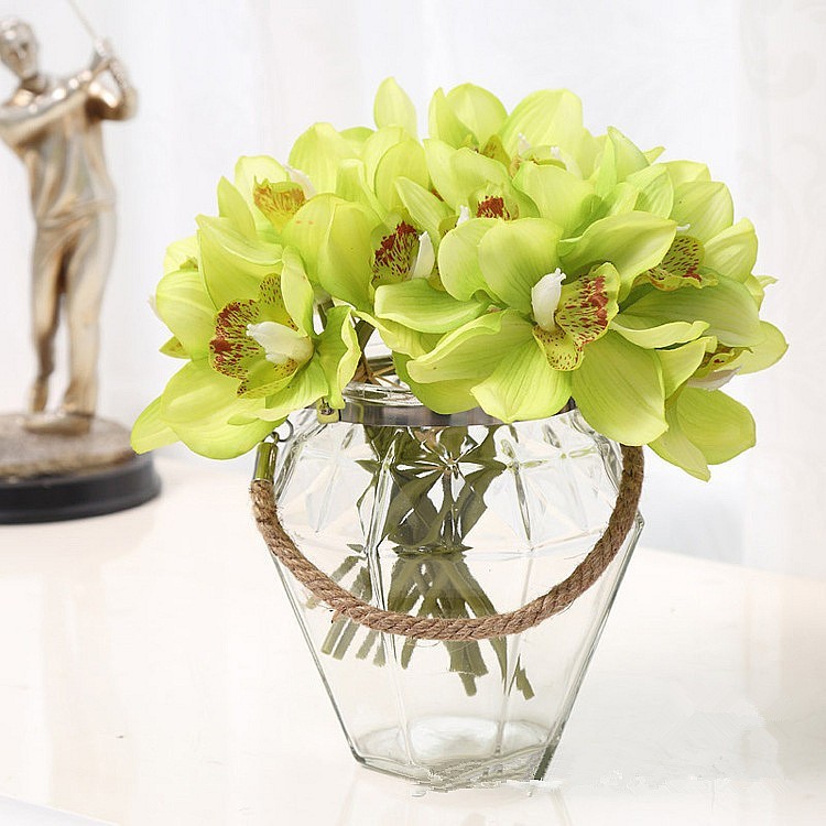 High-end moisturizing hand-feel Cymbidium artificial flowers living room furniture hotel table decoration furnishings